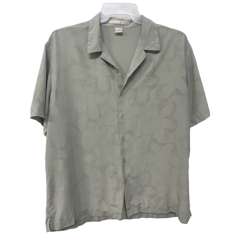 Perry Ellis Mens XXL 100% Silk Hawaiian Shirt Short‎ Sleeve  Button Down Floral
